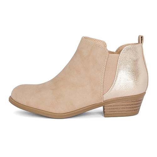 STYLISH S CISNE-K ~ Little Girls Low Stacked Heel Round Toe Chelsea Booties with Side Zipper2