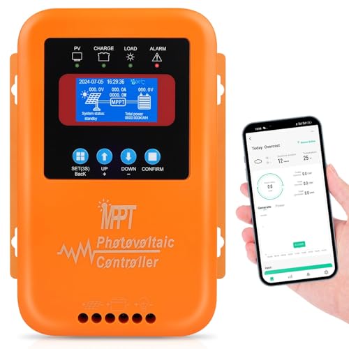 【60A WIFI Bluetooth MPPT Solar Charge Controller】KWODE 60A Solar Panel Controller 12V/24V/36V/48V PV180V Bluetooth Solar Controllers with LCD Screen for Lead-acid,Gel,Phosphate,Ternary,lithium Battery