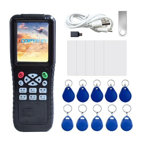 Tqsbeyah RFID Reader Writer X100 RFID Copier Multi-Frequency Smart Card Reader ID IC Elevator Card RFID Writer for Access Control System with 125khz T5577 Key Fobs/Cards and 13.56mhz IC Key Tags