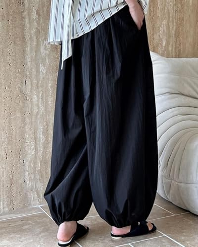 Women Japanese Style Lantern Pants Oversized Palazzo Wide Leg Baggy Pants Summer Vacation Casual Loose Trousers4