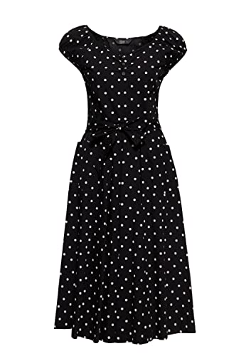 Queen Kerosin Damen Swing Kleid Polka Dots All-Over-Print Sommerkleid Punkte 50S 40S 60S Gepunktet Vintage Rockabilly Rockabella Swing Dress