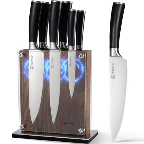 KEEMAKE 7-Piece Magnetic Knife Block Set