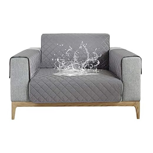 Carvapet Fundas Sofás Impermeable Funda Cubre Sofá para Mascotas Fundas de Sofá Protector Antideslizante para Muebles de Sofá (Gris, 1 Plaza)
