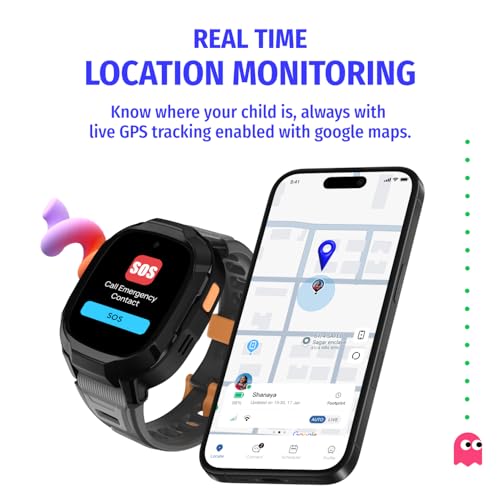 Image of Noise Junior Explorer 2 Smart Watch for Kids with 4G SIM Compatible, 2-Way Video & Voice Calling, Geofencing, Real Time Location Monitoring via Google Maps, IP68, SOS Emergency Alerts (Lava Blast)