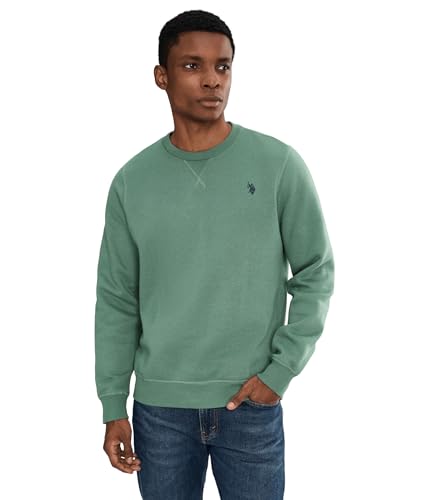 Image of U.S. Polo Assn. mens Long Sleeve Popover Crew Neck Fleece Sweatshirt, Evening Cactus, XL