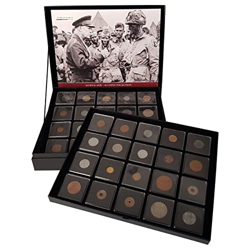 IMPACTO COLECCIONABLES 40 authentische Münzen aus dem Zweiten Weltkrieg - Alliierte und Achsenmächte. Luxus-Kollektion