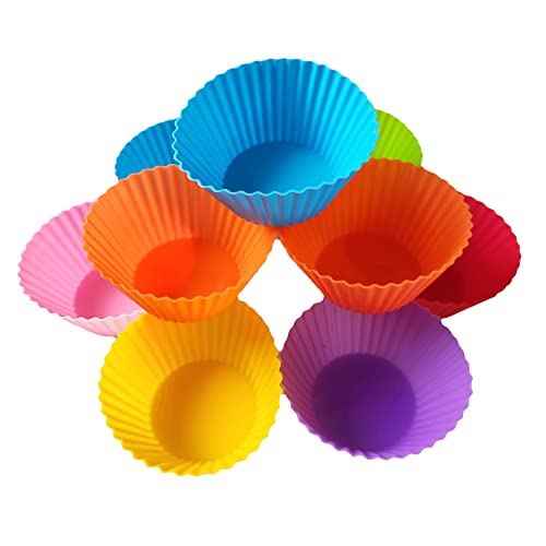 DDSHUN Silicone 24PCS Reusable Cupcake Cases, Food Grade, Non-Stick, Rainbow Colors, Muffin Mold for Jelly Cake, Ice Creams, Puddings, Oven, Freezer Safe