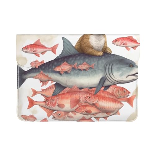 Housse ordinateur portable 13 pouces portable étui cuir fin antichoc design chat