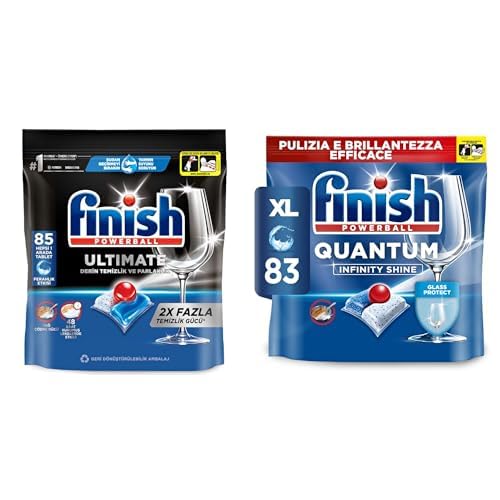 Finish Ultimate 85 Kapsül Bulaşık Makinesi Deterjanı Tableti (1 x 85 Kapsül) ve Finish Quantum Infinity Shine 83 Kapsül Bulaşık Makinesi Deterjanı Tableti (1 x 83 Kapsül)