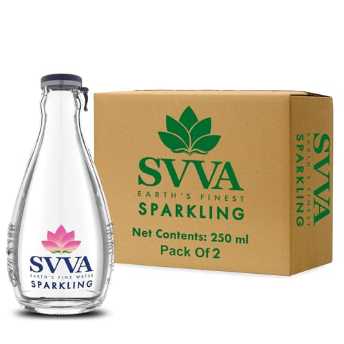 Image of SVVA Sparkling Water 250ml (Pack of 2) | Premium Sparkling Water Bottle | Sugar Free Drinks | Zero Calorie Drink | Carbonated Water | Proudly Made in India | Premium Glass Bottle
