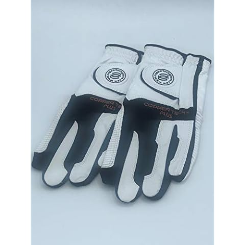 Copper Tech COPPERTECH Men's Golf GOLVE WHTE/Black 2 Pack Worn ON Left Hand for Right Handed Golfer ONE Size FIT Most(Medium to Medium-Large) Cover