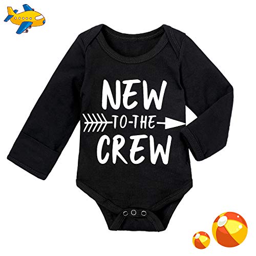 Fommy Baby Boy Clothes 0-3 Months New To The Crew Long Sleeve Romper+ Cotton Pants+Hat 3Pcs Outfits #TOP3