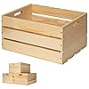 3 Pieces Large Pine Wood Crates For Storage, Unfinished Natural Wooden Crates, 17″ x 13″ x 8.9″ Each, Holds Up to 50 Pounds