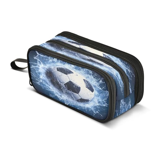 Image of Basketball Water Pencil Case 3 Compartment Pen Bag Pouch Holder Box School Portable Stationery Storage Bag for Girls Boys