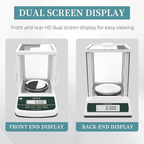 LABHOUSE Digital Analytical Balance(Dual Screen) High Precise 1mg 500g Lab Scale External Calibration for Laboratory Pharmacy Chemical Plant Jewelry Store,500g/0.001g - Thumbnail 6