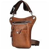 [Boscogno] レッグバッグ 撥水 PUレザー 多機能 レッグポーチ ショルダーバッグ ウエストポーチ バイク用 サイクリング ツーリング コンパクト (ライトブラウン)