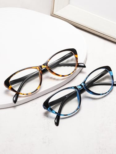 Image of 4 Pack Fashion Cat Eye Reading Glasses for Women, Computer Blue Light Blocking Readers Anti Glare Eyeglasses 0.5