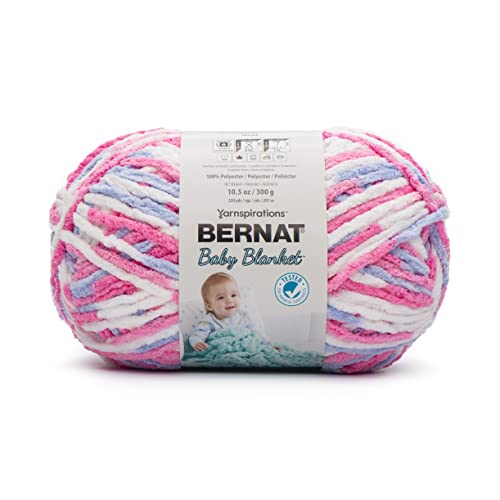 Image of Bernat BABY BLANKET BB Pink /Blue Ombre Yarn - 1 Pack of 10.5oz /300g - Polyester - #6 Super Bulky - 220 Yards - Knitting /Crochet