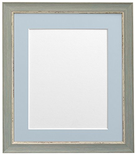 FRAMES BY POST Nordic - Marco para Foto o lámina, Azul con Acabado Envejecido, con paspartú Gris Azulado Claro, 20 x 16 Pulgadas, para lámina tamaño 15 x 10 Pulgadas