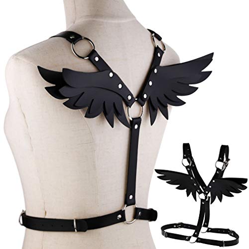 Punk Leather Waist Chains Chest Harness Belt Gothic Garter Adjustable Angel Wings Strap for Halloween Costumes Accessories3