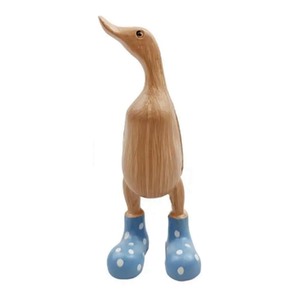CTRLZS Resin Duck Statue Garden Sculpture Cute Cartoon Ducks Wearing Spotted Wellies Boot Good Luck Figurine Easy to Use Blue-S