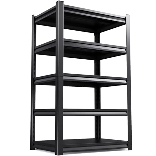 TXTDPL 3000 LBS Storage Shelves, 5-Tier Heavy Duty Garage Shelving, Rust Resistant Steel Shelf, Adjustable Shelving Unit, Easy of Assembly, for Warehouse, Garage, Kitchen, Pantry, 72