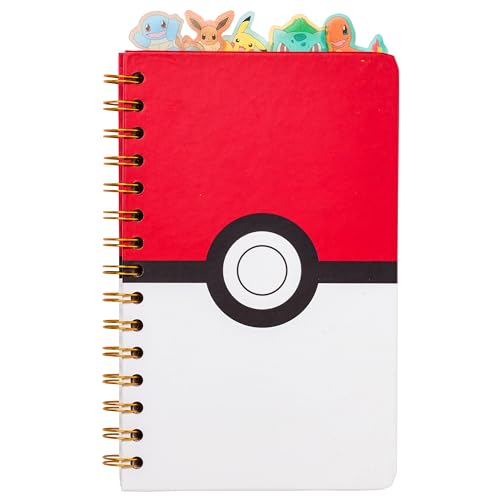 Silver Buffalo Pokemon Pokeball Starters Spiral Tabbed Notebook, 8 x 5 Inches