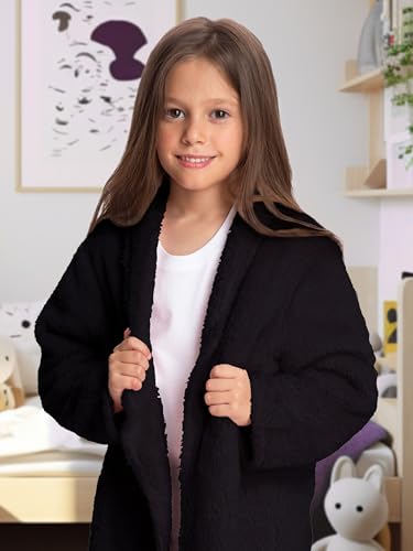 Mad Dog Sherpa Fleece Cardigans for Girls 5-12 Y, Cozy Kids Winter Fall Sweater Coats, Long Jacket for Home & Outdoor Wear4