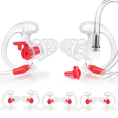 Zeadio Triple Flanged Earpiece, Comfortable Silicone Earmould Earbud Earplug - Large, Pair of 4, Transparent