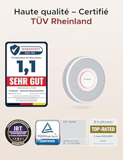 X-Sense Détecteur de Fumée Connecté avec Alertes Vocales Français et 17 Zones, Alarme Incendie Wi-FI Interconnectée avec Station de Base SBS50, XS0B-MR61