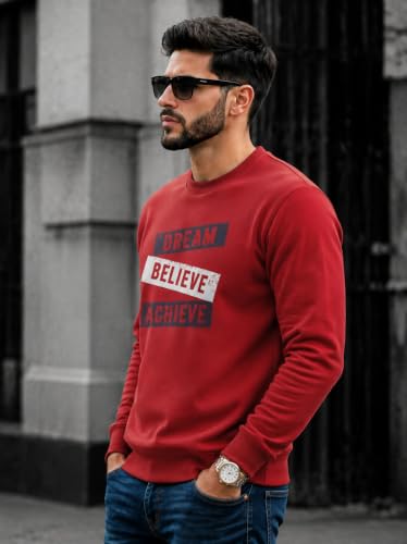 Image of Mack Jonney Men's Printed Fleece Sweatshirt|Full Sleeve Round Neck Winter Sweatshirt for Casual Wear|Travel|Gym & Everyday Style-mj-62