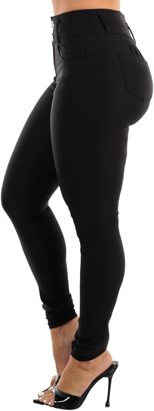 Moda Xpress Womens Juniors High Waisted Butt Lifting Navy Skinny Pants - Levantacola High Rise Pants - Image 5