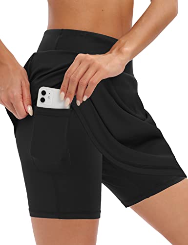LouKeith 19" Knee Length Skorts Skirts for Women Tennis Skirts Athletic Golf Skorts Casual Workout Skirt with Shorts Pockets2