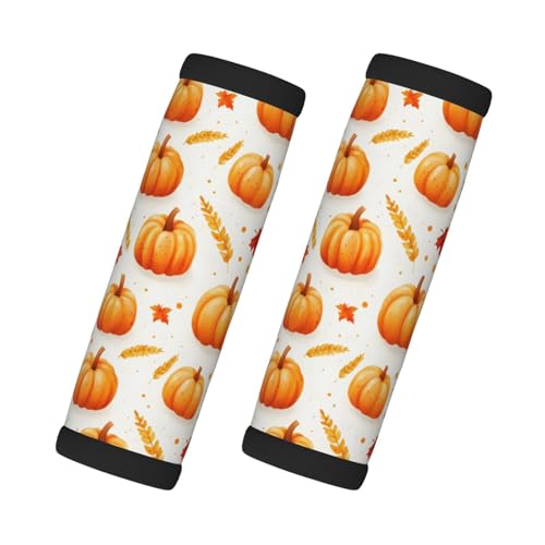 Fundas de asa de equipaje con estampado de calabaza, arce y trigo, para maleta, suave, para viaje, identificadores para maletas