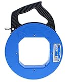 IDEAL Electrical 31-058 Blued Steel Fish Tape – 100 ft. Blued Steel Fish Tape w/ Formed Hook & Tuff-Grip Pro Case, Non-Oily Finish, Laser Etched Increments