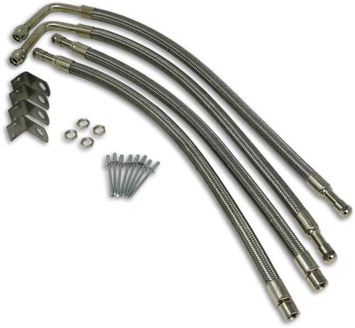 Image of TireMinder Braided Steel Valve Extender Kit for 22 Inch Aluminum Dually Wheels, Hub Mounted, 4 Pack