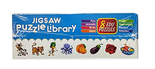 Image of Jigsaw Puzzle Library 8 Edu Puzzles 8 Educational Subjects for Kids of Pet, Animal, Bird, Aqua, Fruit, Vegetable, Flower, Vehicle (20 pcs Puzzle Set) for 3+ Age Kids