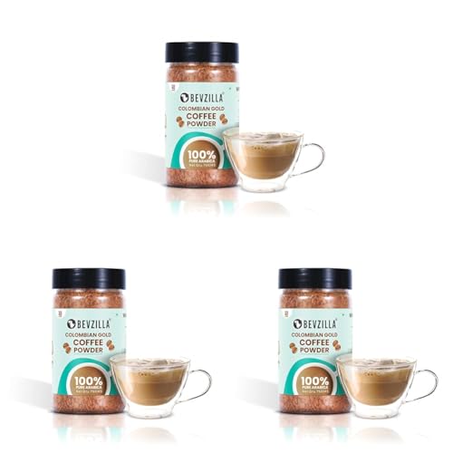 Image of Bevzilla Classic Instant Coffee Powder Classic - 75 Grams | Arabica Beans | Best for Lattes, Cappuccinos & Espresso | Makes 40 Cups |Strong Flavoured Coffee| Enjoy Hot & Cold Brew (Pack of 3)