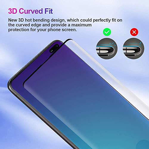 [2+2 Pack] Galaxy S10 Plus Screen Protector Include 2 Pack Tempered Glass Screen Protector + 2 Pack Tempered Glass Camera Lens Protector,9H Hardness,3D Curved,Anti-Scratch For Samsung Galaxy S10 Plus #TOP2