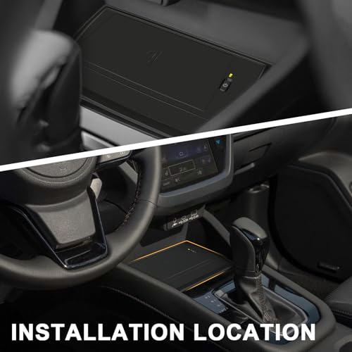 Image of Muslogy Center Console Inserts Compatible with 2025 Subaru Forester Accessories, Center Console Wireless Charger Protective Mat Liner Anti-Slip Phone Charge Area Charging Protection