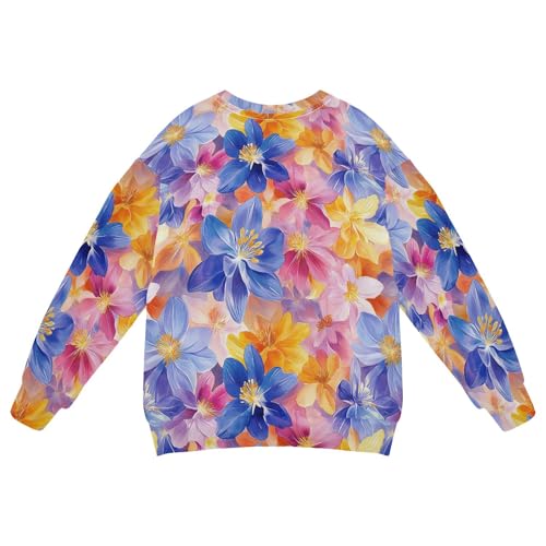 JUNZAN Spring Flowers Blue Kids Girls Sweatshirt Hoodie Long Sleeve Hoodie for Boys Party 4T2