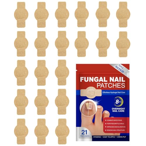 21 Pezzi Toppe Fungine per Unghie, Funghi Unghie Piedi, Trattamento Antifungino per Unghie, Cerotti per la Riparazione delle Unghie, Alleviare Micosi Unghie Piedi, Rafforzare le Unghie