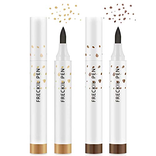 2 Pcs Faux Freckles Makeup Pen,Natural Lifelike Freckle Pen?Original Freckles Makeup Tool?Lasting Waterproof Dot Spot Pen Create the Most Effortless Sunkissed(Light Brown+Dark brown)