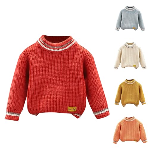 Toddler Girls Boys Knit Sweater Baby Crewneck Pullover Long Sleeve Solid Color Blouse (Orange, 6-7 Years)4