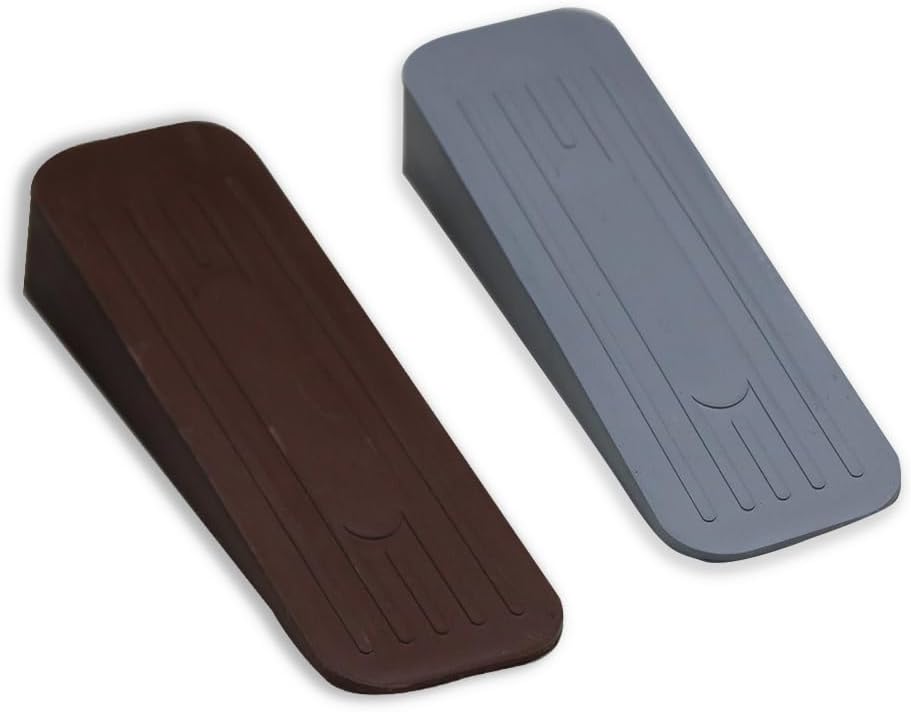 ALP Heavy Duty Anti-Slip Rubber Door Stoppers with Doors Powerful Grip Work of Any Surface for Home, Office, Warehouse & Classroom Door Bottom Seal (1 Grey & 1 Brown Door Stoppers)