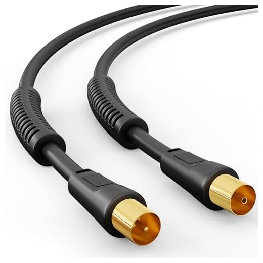 HB-DIGITAL 2m Cable de Antena cable conexión cable coaxial de TV cable coaxial chapado en oro con filtro de corriente con núcleo de ferrita 2X para DVB-T DVB-T2 negro