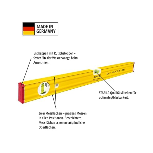 STABILA Wasserwaagen Set 60cm & 100 cm Type 80 AS & 180 cm Type 80 AS-2 - verstärktes Alu-Profil, integrierte Rutsch-Stopper | 4er Wasserwaagen Set mit praktischer Tragetasche von Wfix – Bild 5
