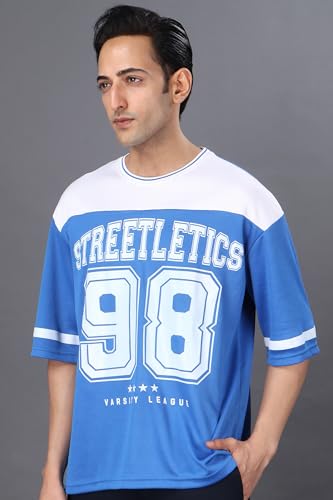 Image of Amazon Brand - INKAST Unisex Oversized T-Shirt | Sportwear | Contrast Sleeves | Drop Shoulder Baggy Fit | Graphic Print | Activewear for Gym,Training & Street Style