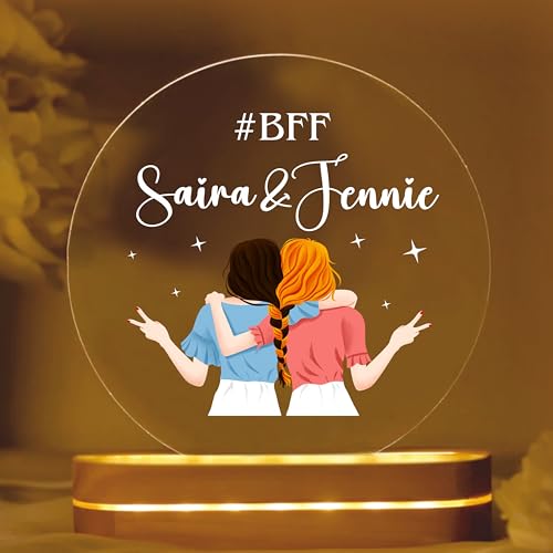 Image of PRINTHUA Personalized LED Night Table Lamp with Custom Name, Unique Gift for Women, Men, Kids, Girlfriend, Boyfriend, Husband, Wife | Perfect for Birthdays & Special Occassions (Best Friend Forever)
