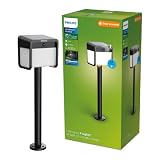PHILIPS Ezra, Lampada solare a piedistallo UltraEfficient, per Esterni, con Sensore di Movimento, 3000K, Nero